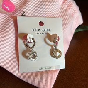 NWT Kate Spade Spot The Spade Pave Huggies Earrings